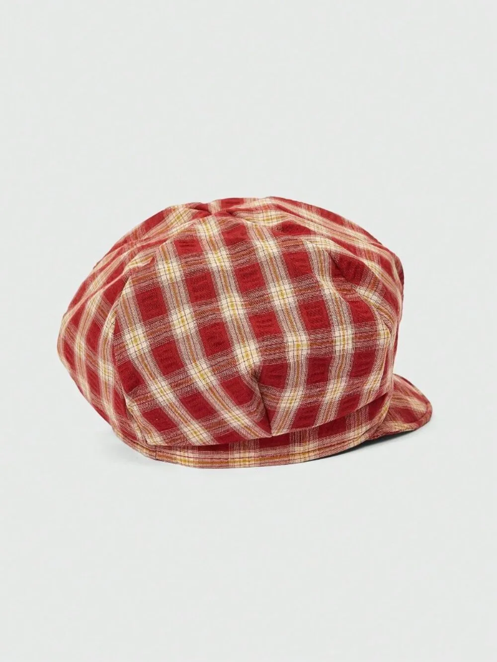 Red Elegant Women's Plaid Contrast Mesh Beret Hat